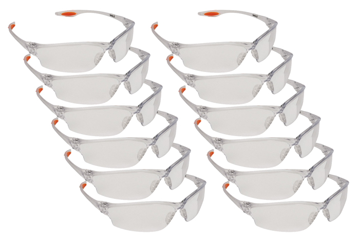 Clear Lens Scratch Resistant Framed Safety Glasses (Set of 12)