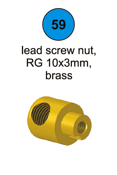 Lead Screw Nut - RG 10 x 3mm Brass - Part #59 In Manual