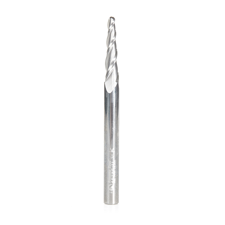 Amana Tool 46286 CNC 2D and 3D Carving 3.6 Deg Tapered Angle Ball Tip 1/8 Dia