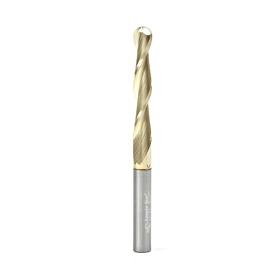 Amana Tool 46294 CNC 2D and 3D Carving 0.10 Deg Straight Angle Ball Tip 1/4 Dia