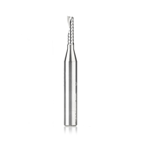 [51411] Amana Tool 51411 Solid Carbide CNC Spiral 'O' Single Flute, Plastic Cutting 1/8 Dia x 1/2 x 1/4 Shank x 2 Inch Long Up-Cut Router Bit   